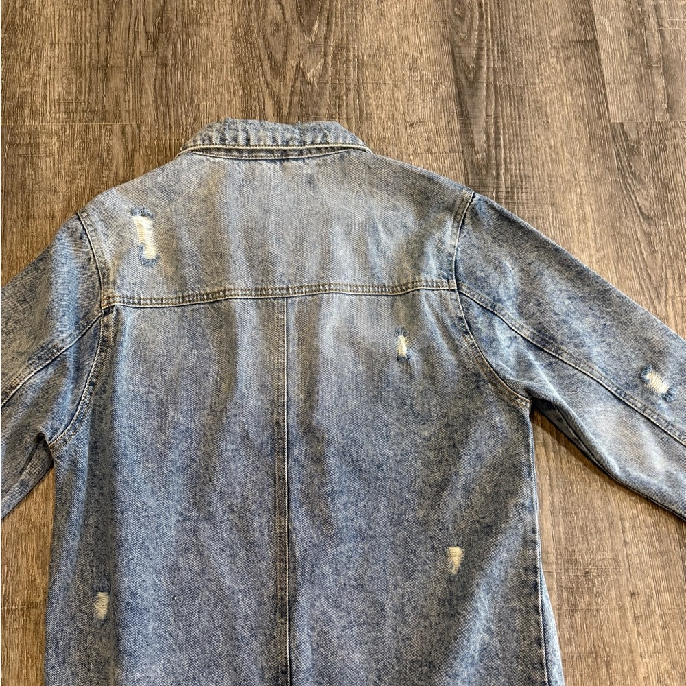 Women's Long Denim Jean Jacket - Picture 7 of 9
